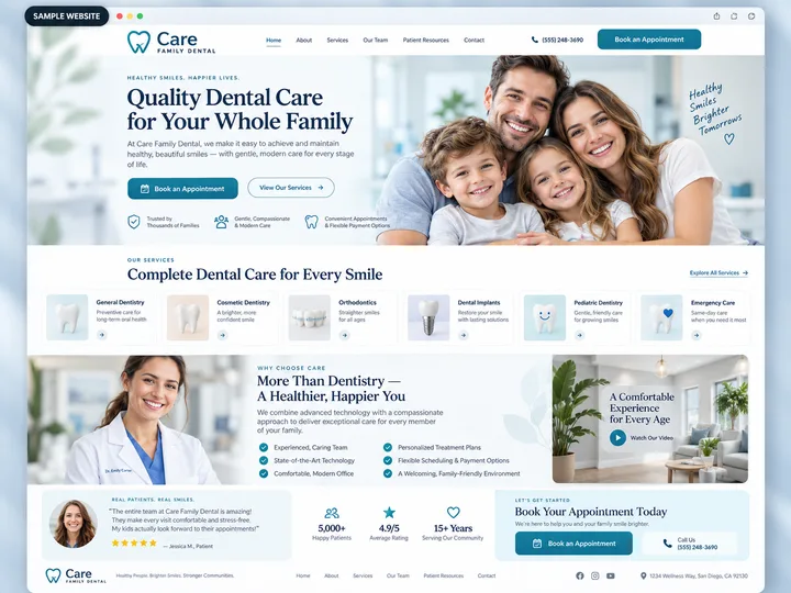 Sample preview of Care, a health & medical WestSideSite design