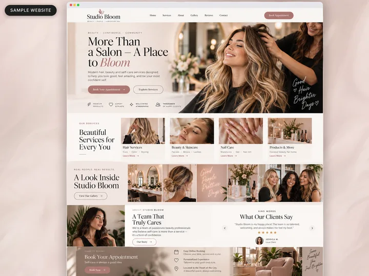 Sample preview of Studio, an elegant beauty and wellness WestSideSite design